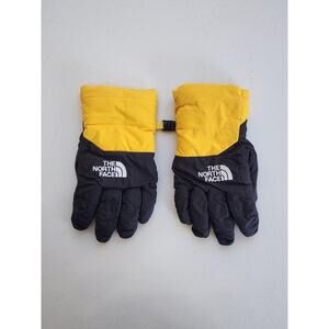 The North Face Gloves Kids Medium Yellow Black Insulated Faux Fur Lining Winter